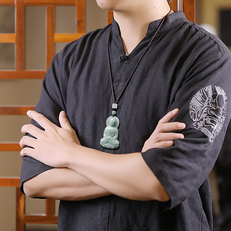 Chavri Amitabha Buddha Jade Amulett Halskette mit Mitgefühl