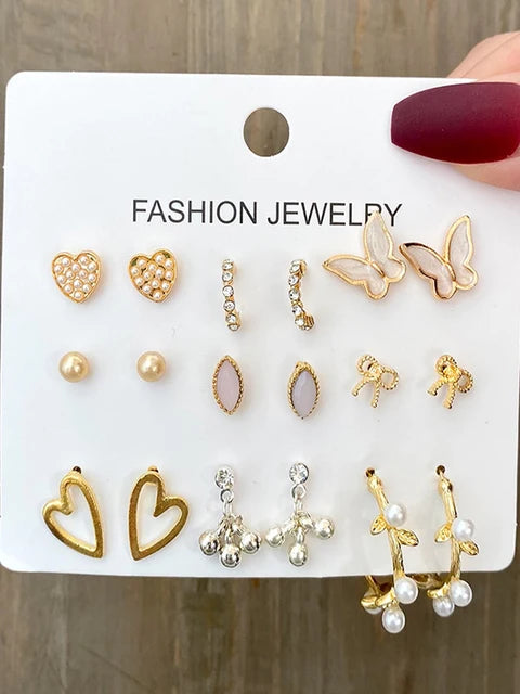 Kristall Ohrring Set Schmuck | Mädchen Accessoires - 9 Paare/Set