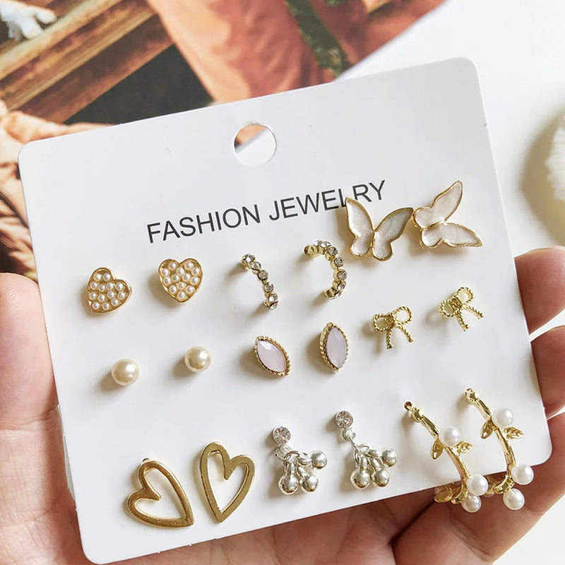 Kristall Ohrring Set Schmuck | Mädchen Accessoires - 9 Paare/Set