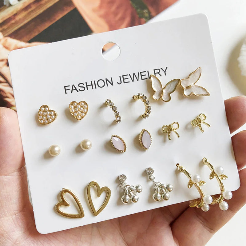 Kristall Ohrring Set Schmuck | Mädchen Accessoires - 9 Paare/Set