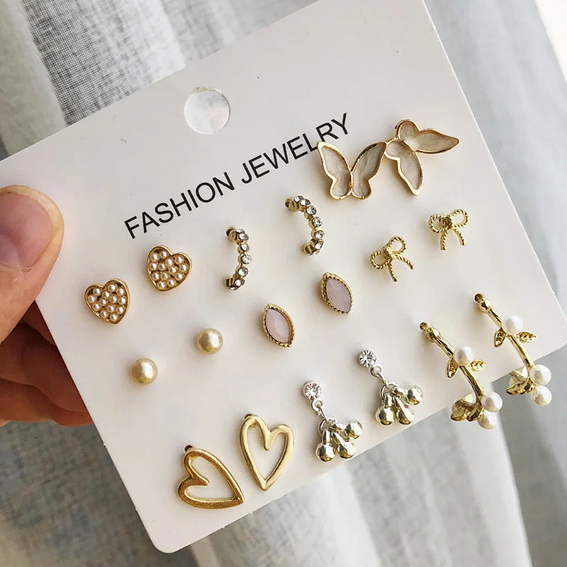 Kristall Ohrring Set Schmuck | Mädchen Accessoires - 9 Paare/Set