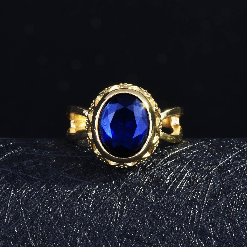 14K Gold Blue Sapphire Frauen Klingeln