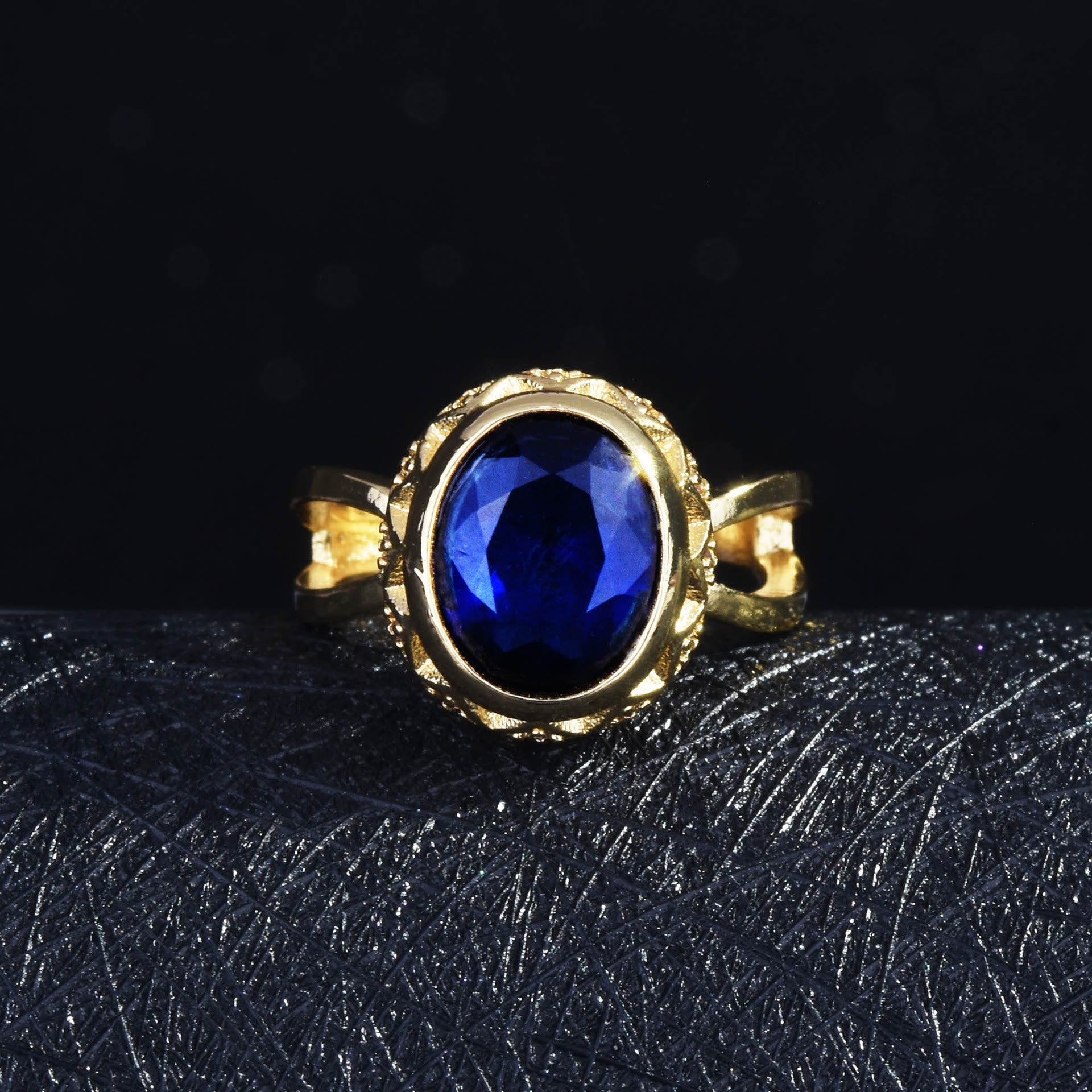 14K Gold Blue Sapphire Frauen Klingeln