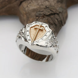 Kostenlos Heute Einzigartiger Ritter Des Gitters Golden Cross Schwert Ring