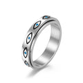 Chavri Evil Eye Calm Protection Drehbarer Ring aus Titanstahl