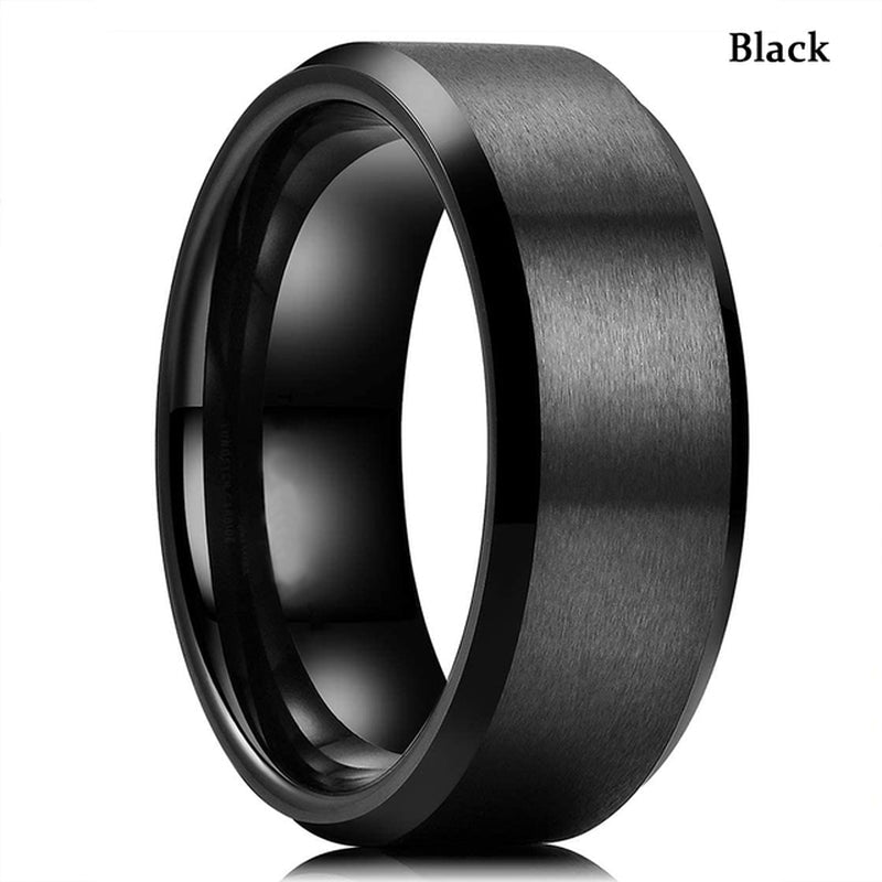 Mode Männer 8Mm Gold Farbe Nut Abgeschrägte Kante Wolfram Hochzeit Carbon Faser Ring Punk Zahnrad Edelstahl Ring für Männer