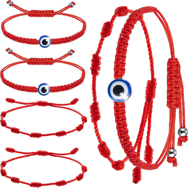 Chavri 4-teiliges Evil Eye Seven Knot Red String Schutzarmband
