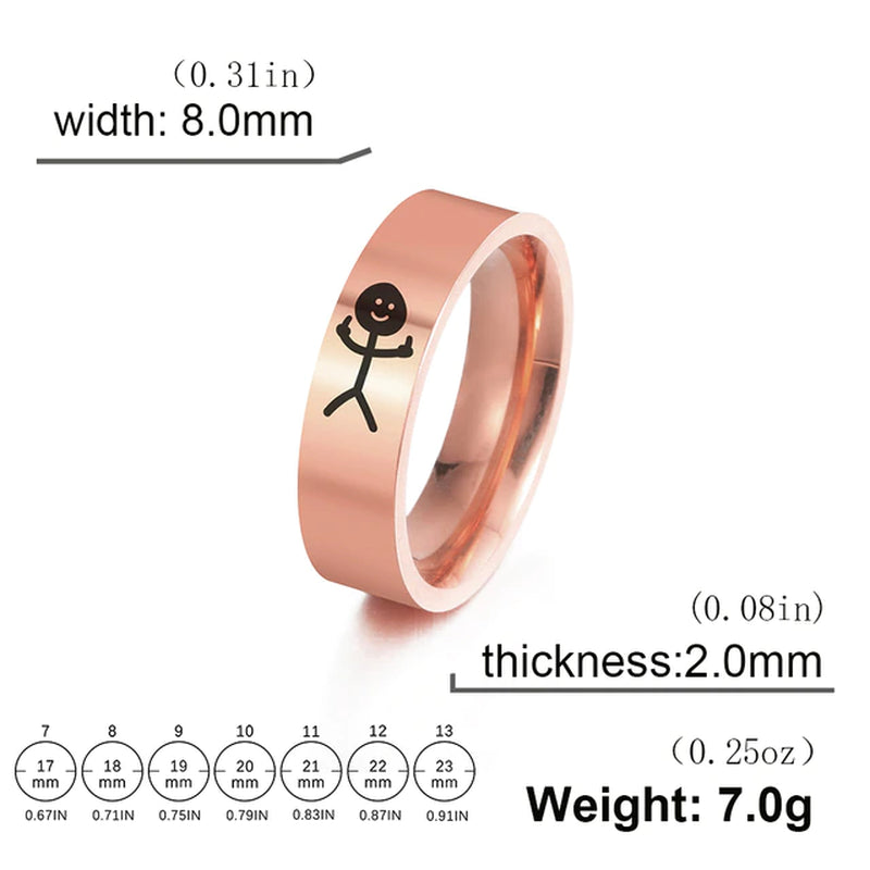 Einfache Trend Lustige Mittelfinger Stickman Ring Hip Hop Fuxk Sie Doodle Ringe für Mann Paar Party Neue Geschenke Schmuck