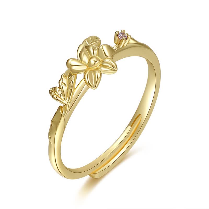 Einstellbarer Geburtsstein Mit Geburtsblütenring