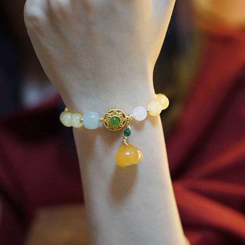 Chavri natürliches Citrin-Jade-Blessing-Glücks-Kürbis-Charm-Armband