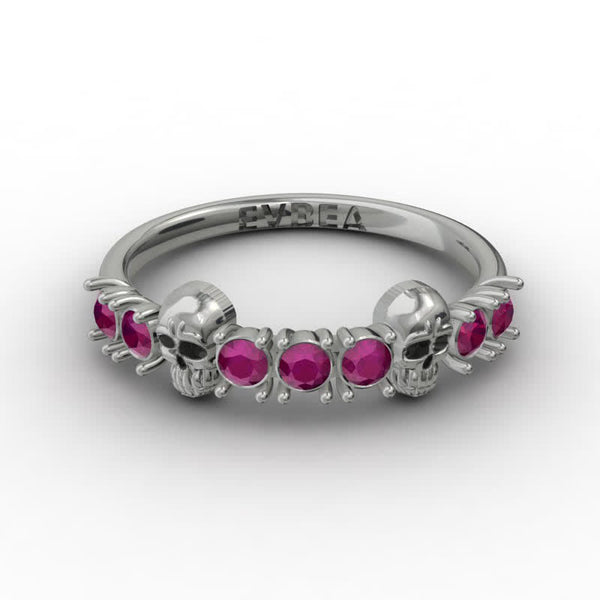 Ausgefallener Rosa Zirkon -Schädel -Cluster -Ring