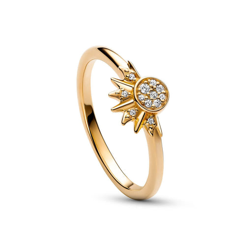 2 Pcs Himmlische Funkelnde Sonnenmond -Ring -Set