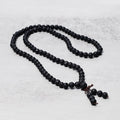 Chavri 108 natürliche Lavagesteinsperlen Gebets-Mala-Armband-Halskette