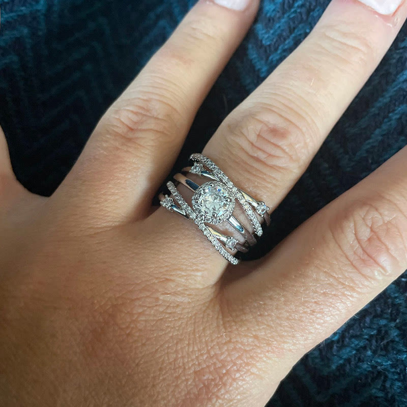 3Reihe Große Zirkonia -Ring