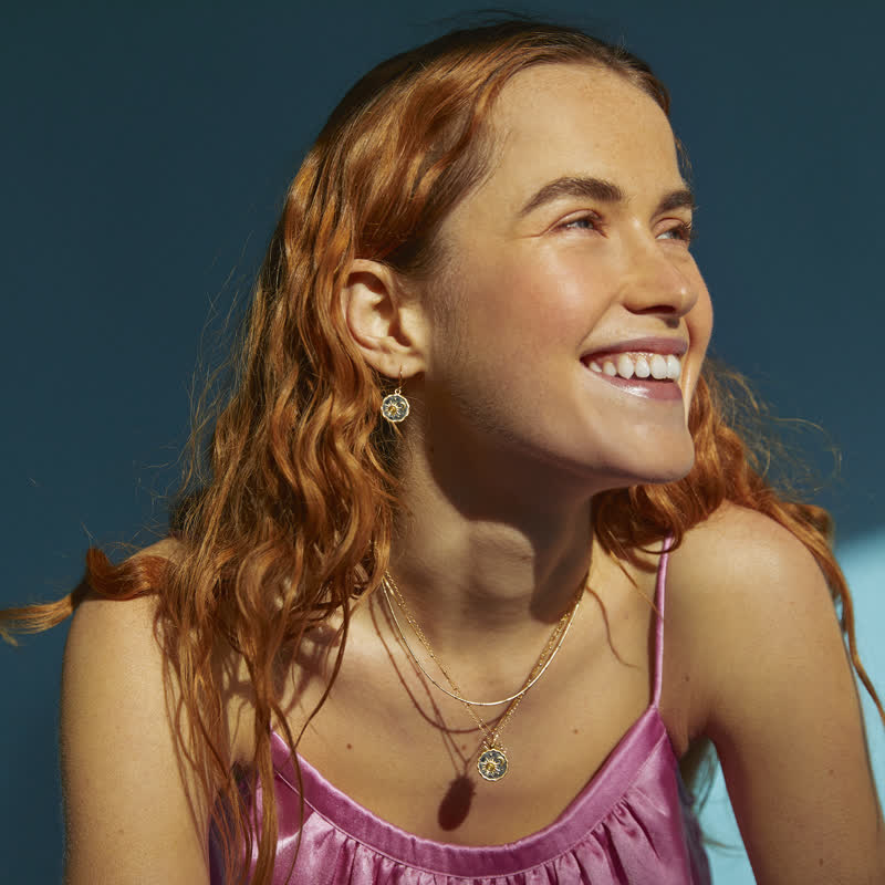 Böhmenohrringe Citrine Sun Und Cresent Mond Ohrringe