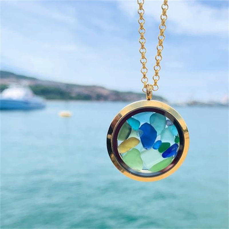 Kostenlos Offenbarer Rahmen Sea Glass Halskette