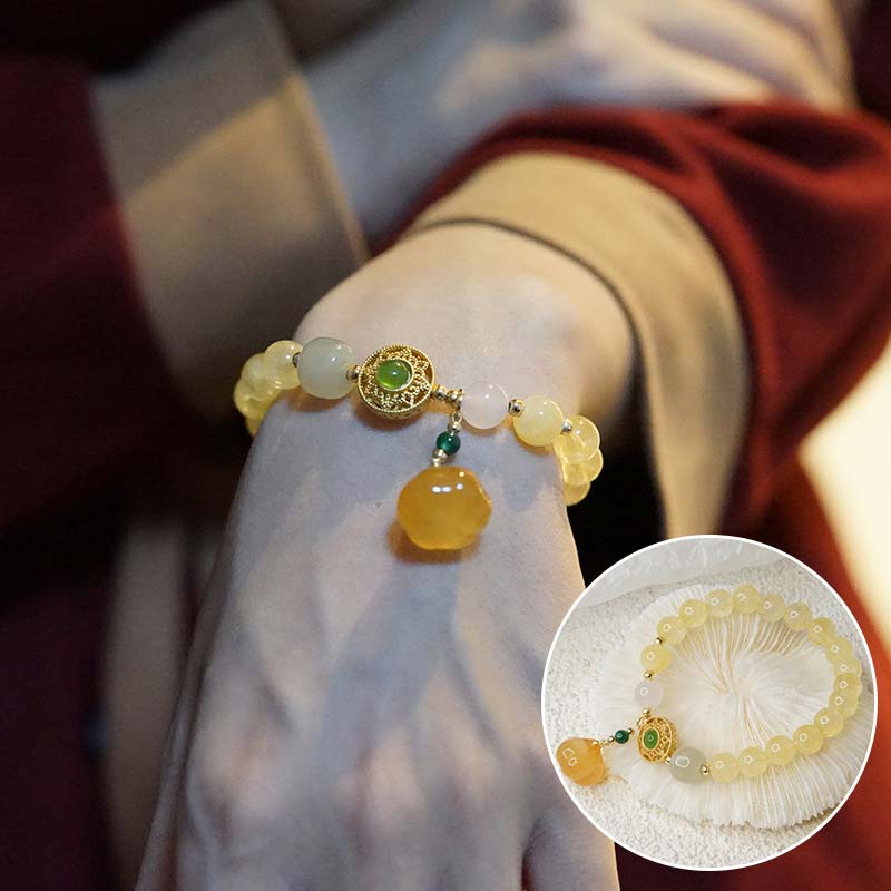 Chavri natürliches Citrin-Jade-Blessing-Glücks-Kürbis-Charm-Armband