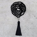 Chavri 108 Mala schwarze Onyxperlen Yoga Meditation Gebetsperlen Halskette