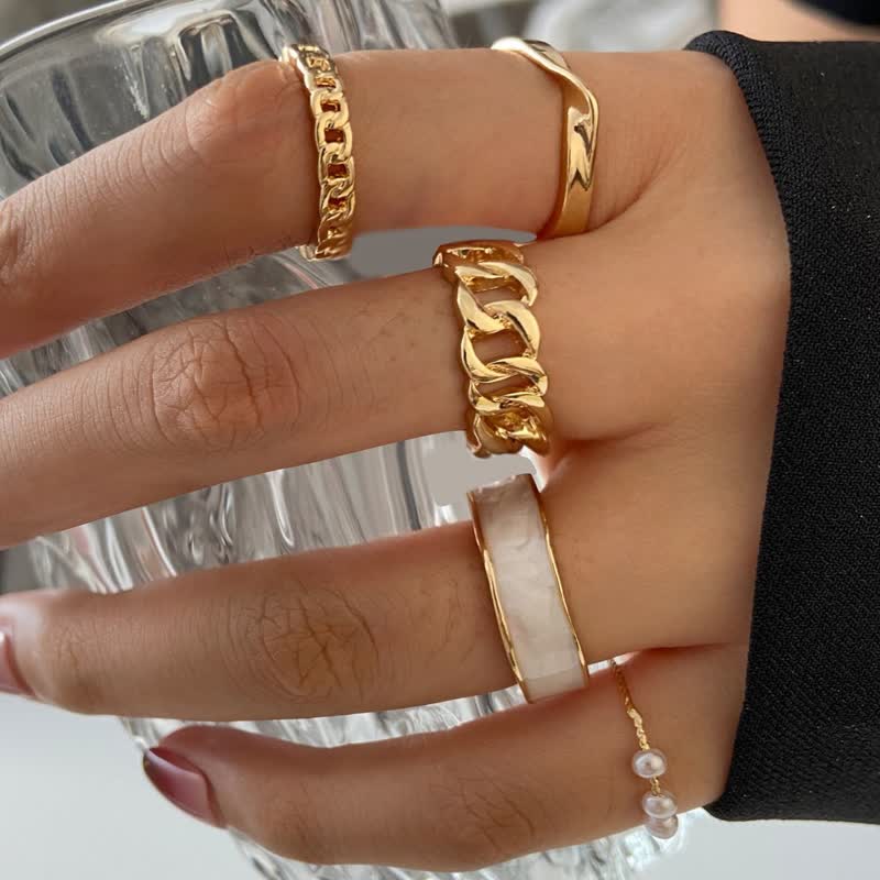 10Pcs Frauen Bohemian Geometrischer Ring -Set