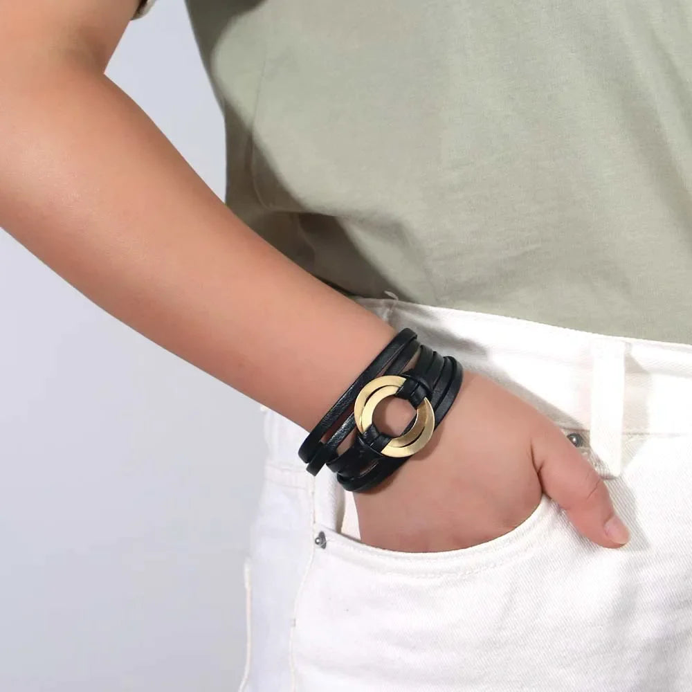 Böhmisches Doppelkreis-Lederarmband