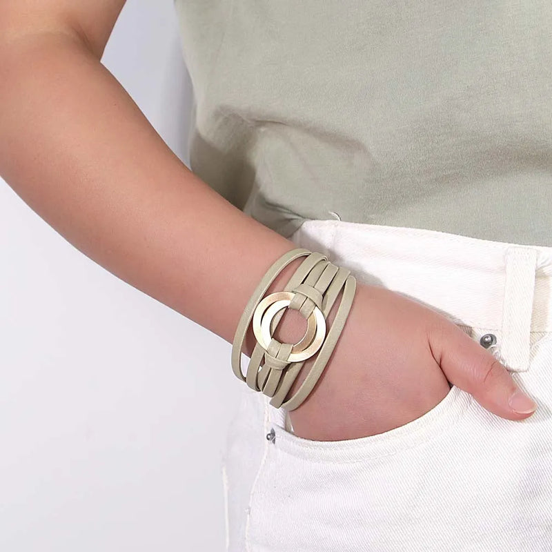 Böhmisches Doppelkreis-Lederarmband