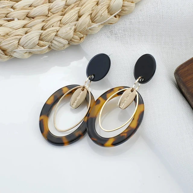 Braune Damenohrringe | Acryl-Ohrringe | Hängende Ohrringe