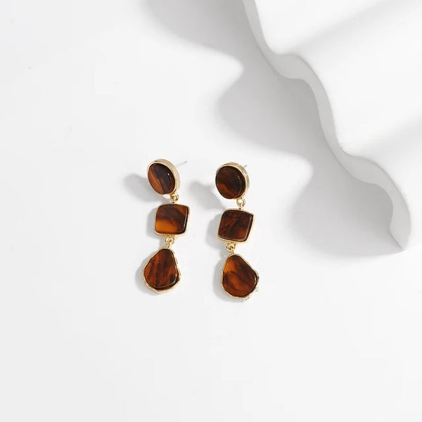 Braune Damenohrringe | Acryl-Ohrringe | Hängende Ohrringe