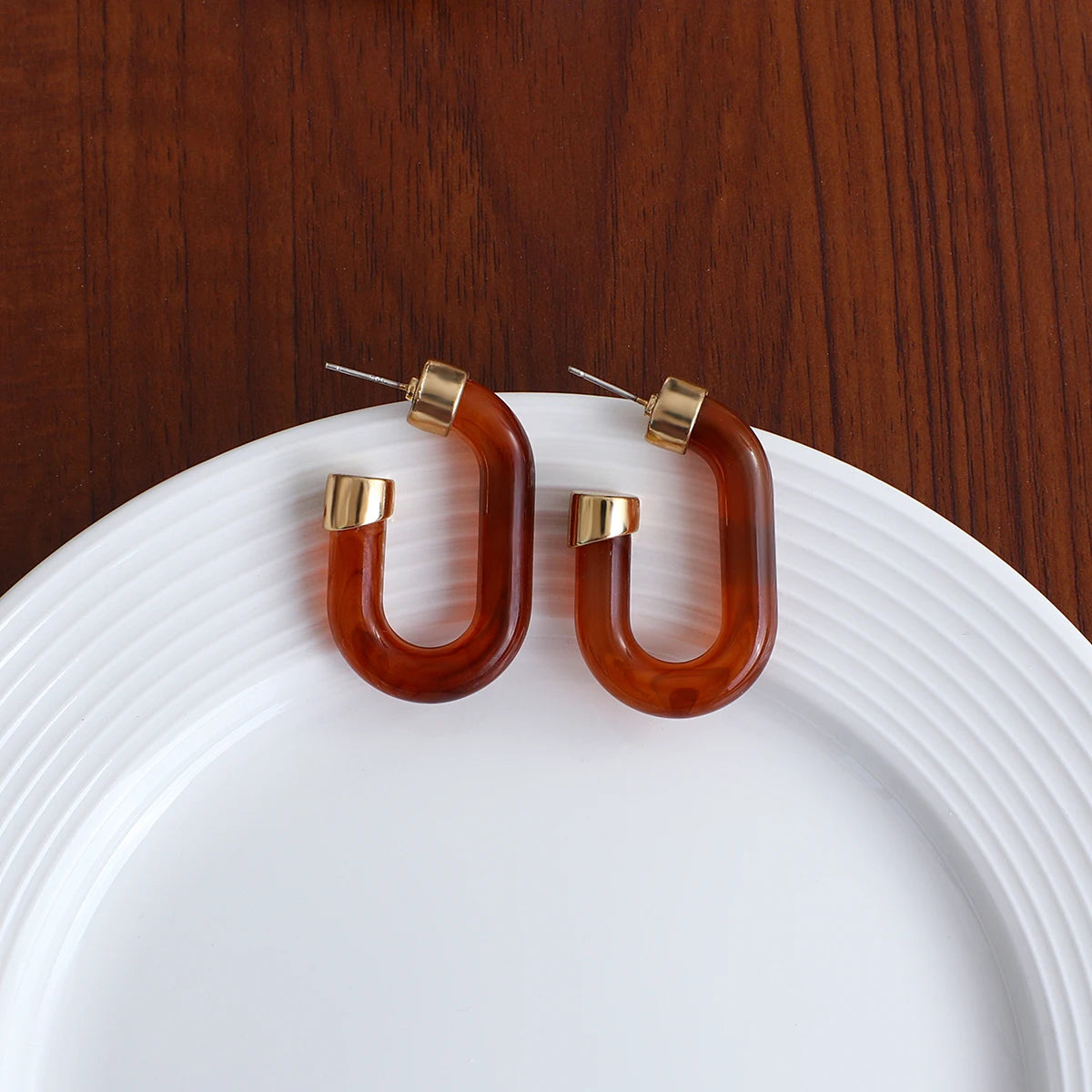 Braune Damenohrringe | Acryl-Ohrringe | Hängende Ohrringe