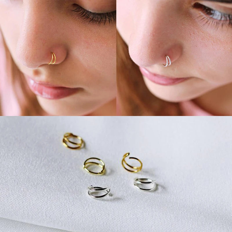 Silbernes Nasenpiercing für Frauen - Trendiges Goldring für Mädchen - Feiner Schmuck - Geschenke - Körperschmuck