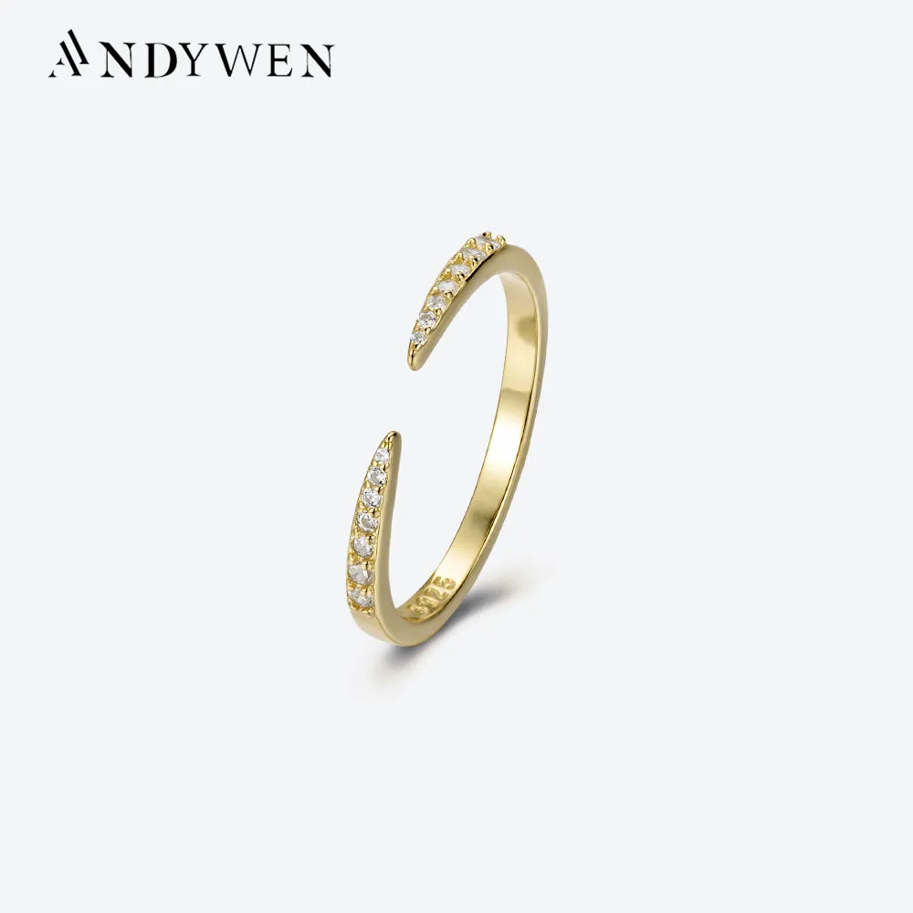 Andywen Verstellbarer 925 Sterling Silberring mit Zirkonia | Hochwertiger Silberring