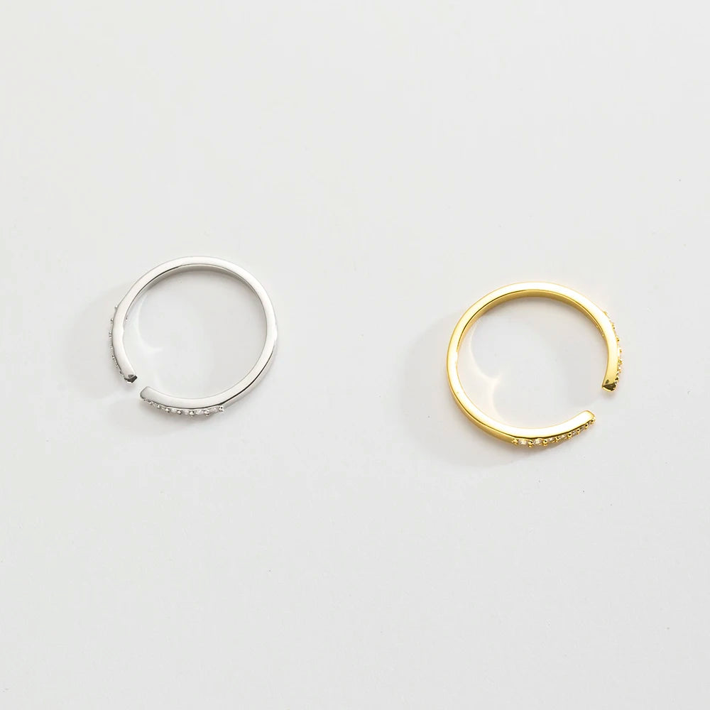 Andywen Verstellbarer 925 Sterling Silberring mit Zirkonia | Hochwertiger Silberring