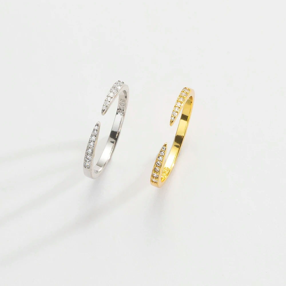 Andywen Verstellbarer 925 Sterling Silberring mit Zirkonia | Hochwertiger Silberring