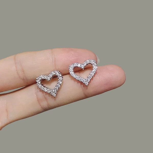 ANENJERY Hohle Herz Ohrstecker für Frauen Mädchen Klassischer Beliebter Glänzender Zirkon pendientes mujer Party Schmuck Geschenk Großhandel