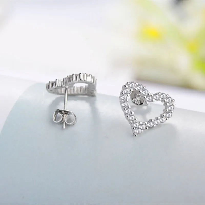 ANENJERY Hohle Herz Ohrstecker für Frauen Mädchen Klassischer Beliebter Glänzender Zirkon pendientes mujer Party Schmuck Geschenk Großhandel
