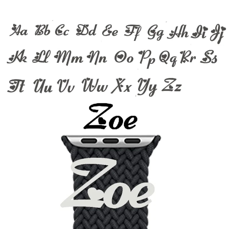 Kreative Uhrenschlaufe für Apple Watch aus Edelstahl mit individuellem Namen