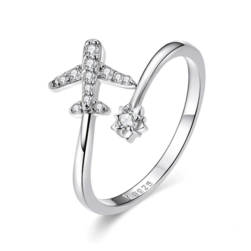 Einstellbare Zirkon Kollektion Mit Offenen Ringen In Sterlingsilber