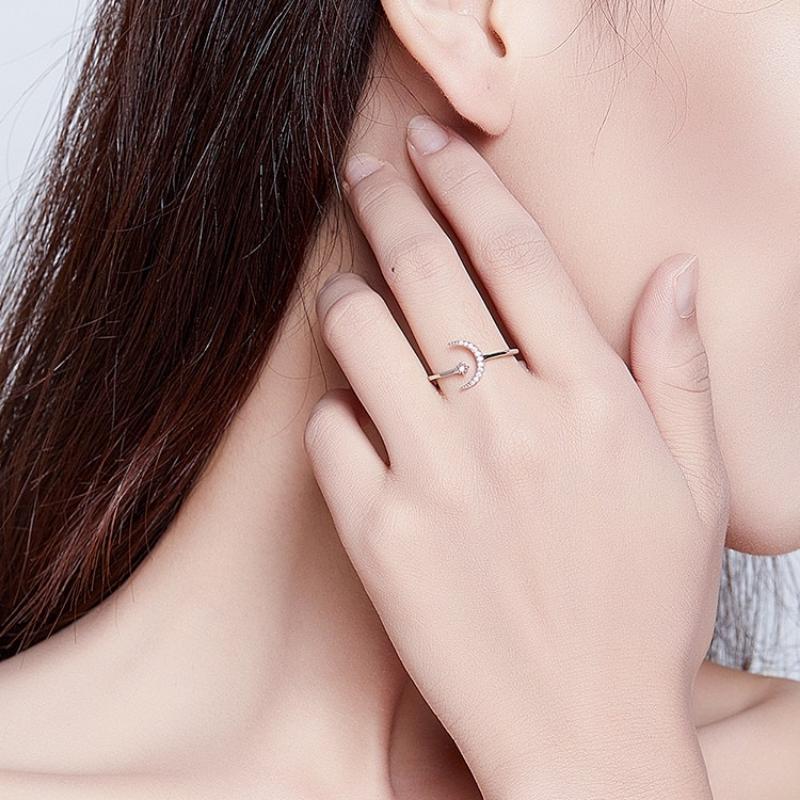 Einstellbare Zirkon Kollektion Mit Offenen Ringen In Sterlingsilber