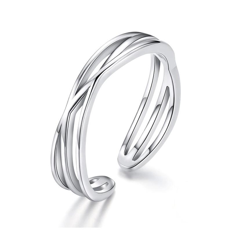 Einstellbare Zirkon Kollektion Mit Offenen Ringen In Sterlingsilber