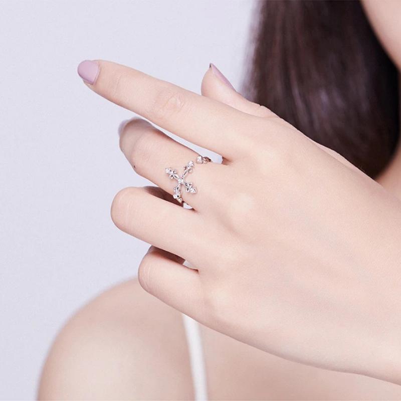 Einstellbare Zirkon Kollektion Mit Offenen Ringen In Sterlingsilber