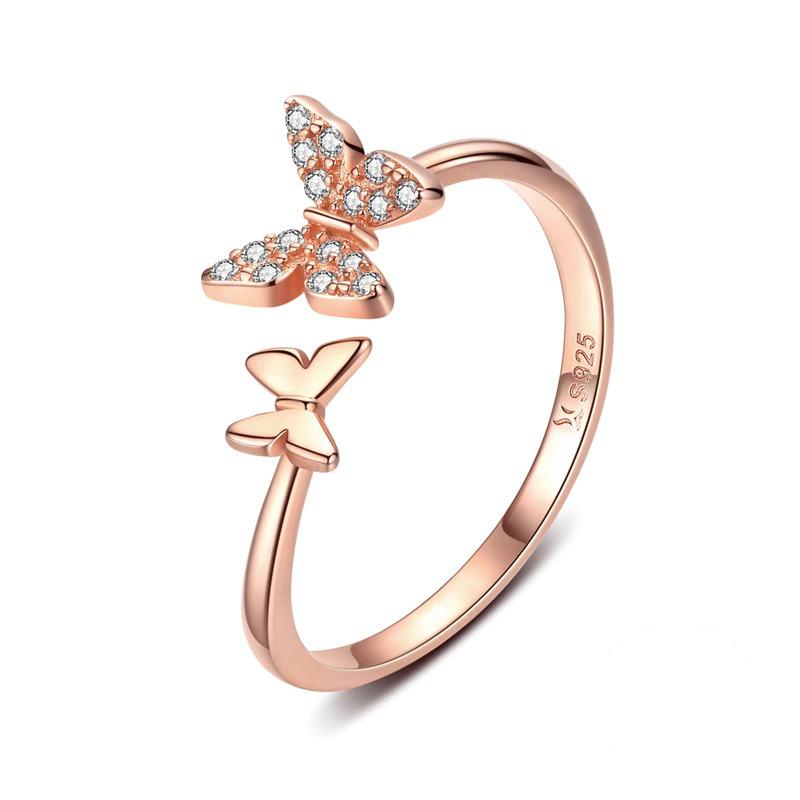 Einstellbare Zirkon Kollektion Mit Offenen Ringen In Sterlingsilber