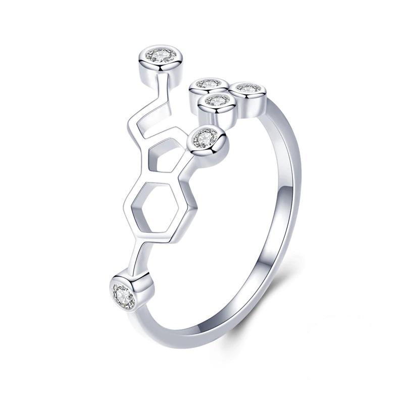 Einstellbare Zirkon Kollektion Mit Offenen Ringen In Sterlingsilber