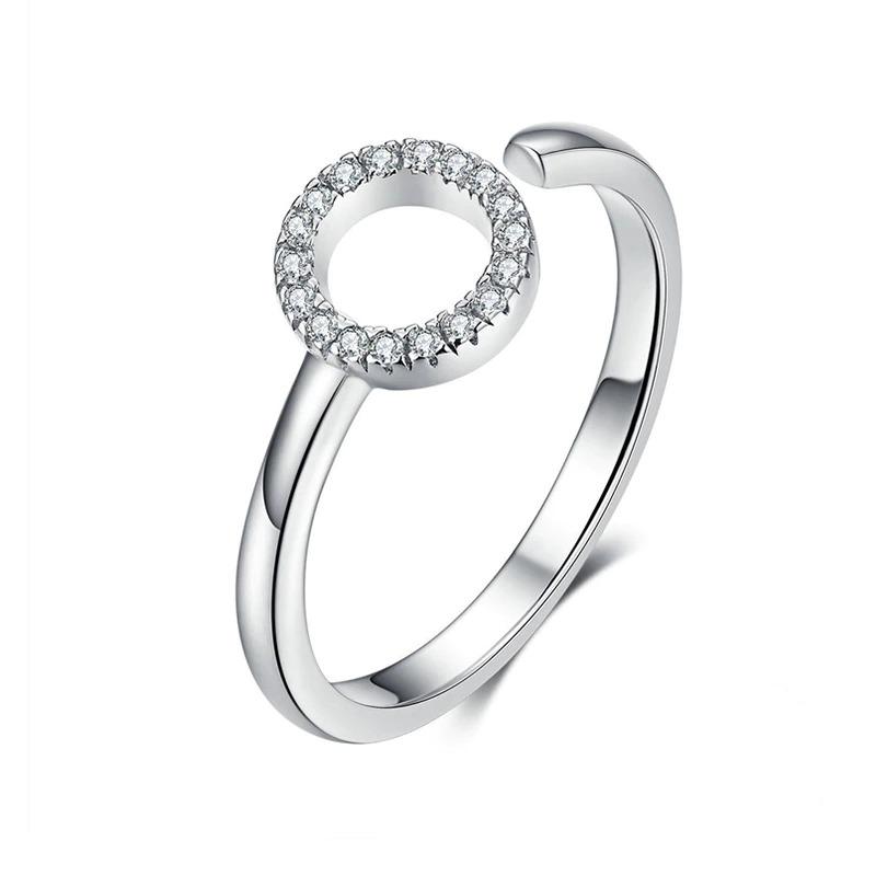 Einstellbare Zirkon Kollektion Mit Offenen Ringen In Sterlingsilber