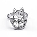 Edelstahl Verstellbarer Finger Ring mit ästhetischem Wolf, Motorradparty, Tier Biker Schmuck für Frauen und Männer