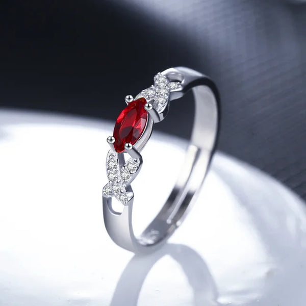 Einfacher 925 Sterling Silber Ring mit natürlichem ovalen Rubin Edelstein für Hochzeit und Verlobung in Roségold