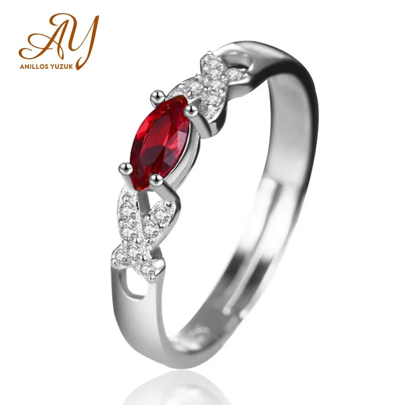 Einfacher 925 Sterling Silber Ring mit natürlichem ovalen Rubin Edelstein für Hochzeit und Verlobung in Roségold