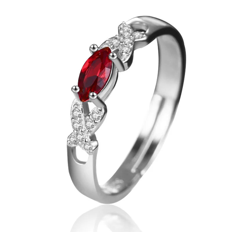 Einfacher 925 Sterling Silber Ring mit natürlichem ovalen Rubin Edelstein für Hochzeit und Verlobung in Roségold