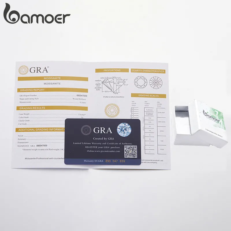 BAMOER 1.1CTTW Runder Moissanit Platinbeschichteter Ring für Frauen | Verlobungsring aus 925er Sterlingsilber mit D-Farbe VVS1 EX Lab Diamant