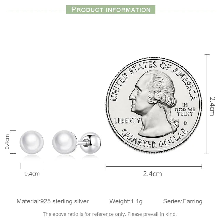 Perlen Ohrstecker aus Sterlingsilber | 925 Sterlingsilber Ohrstecker - Bamoer 925