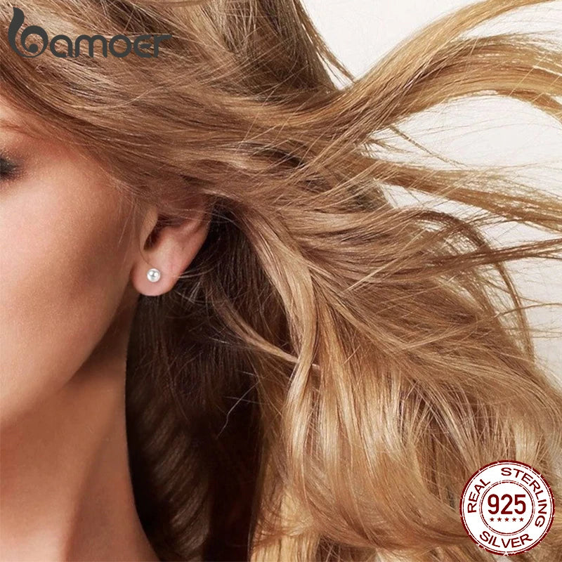 Perlen Ohrstecker aus Sterlingsilber | 925 Sterlingsilber Ohrstecker - Bamoer 925