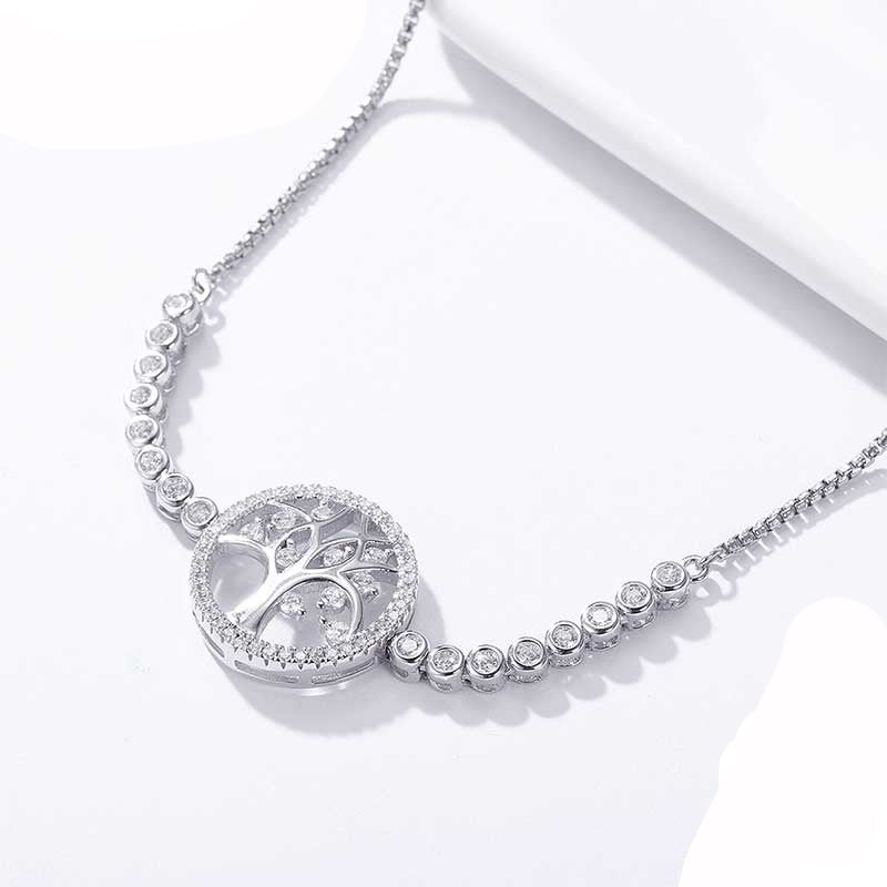 925 Sterling Silber Baum des Lebens CZ Tennisarmband